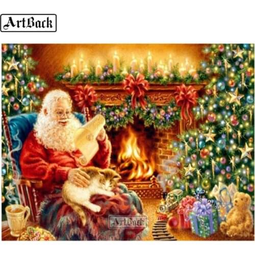 5d diamond painting santa gift full square & round "merry christmas" diamond mosaic 3d resin diamond embroidery craft sticker