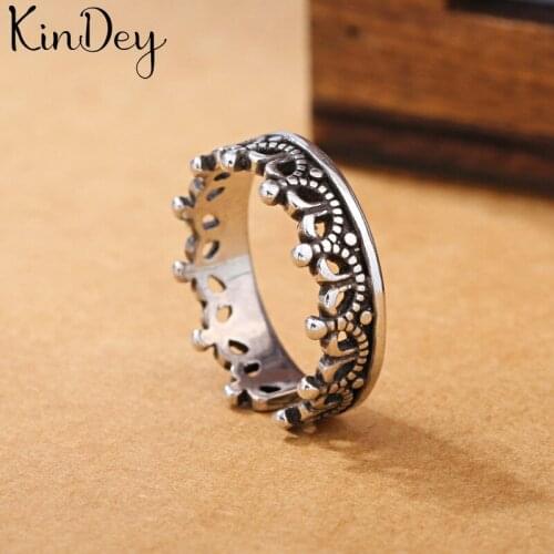 Kindey Exaggerated Retro Silver Color Crown Rings For Women Engagement Rings Vintage Open Finger Jewelry