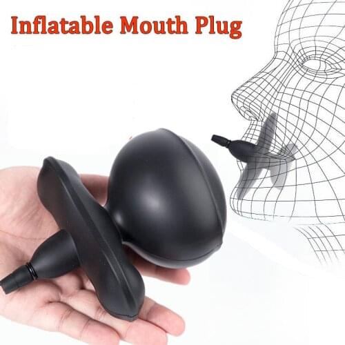 Slave Bondage Adult Games Sex Toys for Couples Strapless Mouth Gag Inflatable Expansion Open Mouth Ball Gag Restraint