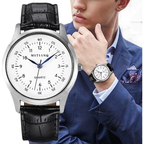 New Men Watch Minimalism Synthetic Leather Strap Simple Digital Analog Quartz Movement Casual Watches Clock Relogio Masculino