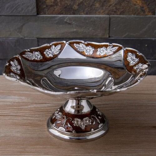 Diameter17.5cm Vintage Small Bronze Metal Fruit Plate Decorative Dried Fruit Bowl Food Tray For Dinner Table Organizer