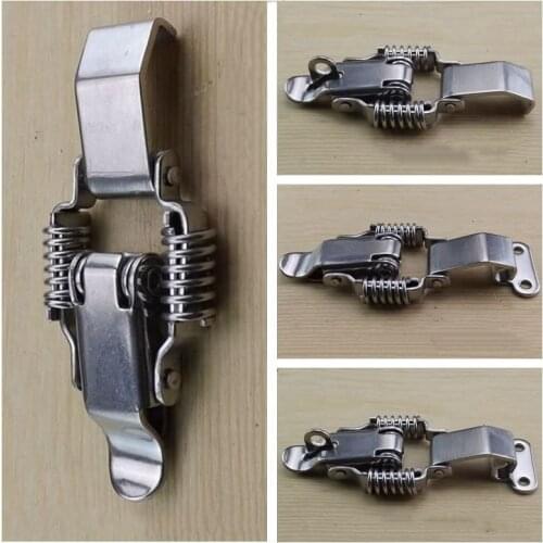 Stainless Steel Double spring Locking Latch hasps Chest Toggle Catch Clasp box Loaded hinges Furniture Hardware Accessories