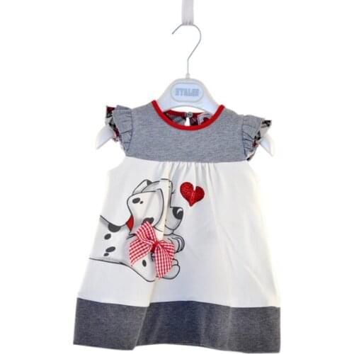 Emmababy Cute Toddler Baby Girls Princess Love-Dog Printed A-Line Party Dresses Girls Kids One-piece Clothes