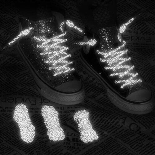 1Pair 120/cm Fluorescent Shoelaces For Sneakers Fluorescent Reflective Round Rope Shoes Lace Light Shoelaces Unisex