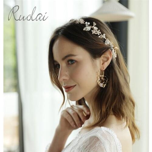 Rose Gold Hair Comb Crystal Flower Wedding Hair Accessories Leaves Handmade Bridal Headpiece for Women Tiara Headband HD55