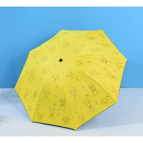 Ins Cute Sunny And Riany 3 Floding Blackcoating Blue White Bear Umbrella