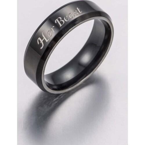 Genuine Hematite Ring Stainless Steel Lettering Rings for Couple Temperament Students Simple Jewelry Accessories Party Gitf