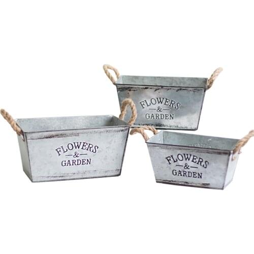 Wrought Iron Flower Pot Old Retro Living Room Tin European Vase Desktop Storage Bucket Garden Decoration Flower dependable