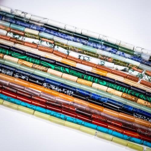 Natural stone lapis lazuli small tube beads 4x13mm semi-precious stones malachite small beads made necklace DIY bracelet 39cm