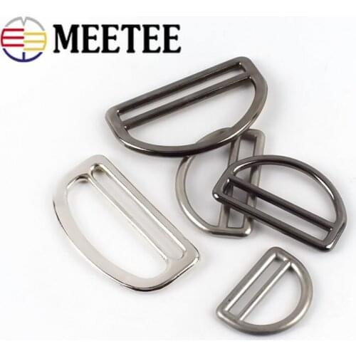 Meetee 5/10pcs ID25/38/50mm Metal D Ring Tri-Glide Buckles for Webbing Adjust Hook Clasp DIY Bags Strap Clip Hardware Accessory