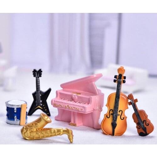 Mini Musical Instrument Micro Landscape Piano Violin Saxophone Display Mold Resin Mini Home Decor Gift Musical Instrument Displa