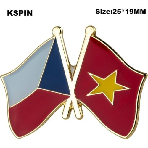 Czech Rep. & Vietnam Friendship Flag Badge Flag Brooch National Flag Lapel Pin International Travel Pins