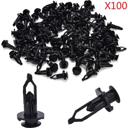 New 100X 9mm Car Door Trim Fender Clips Plastic Rivets Fastener for Toyota Black color