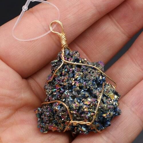 Natural Stone Pendant irregular shape Crystal rough Exquisite Charm for Jewelry Making DIY Necklace Earrings Accessories