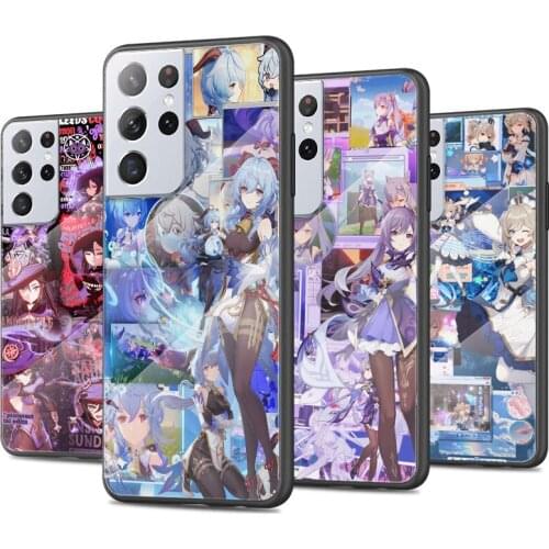 Tempered Glass Hot Now Luxury Cover Genshin Impact For Samsung Galaxy S21 Ultra Plus 5G Shockproof Shell Phone Case