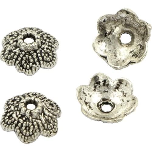 Sale Tibetan Silver Metal Flower Shape Spacer Bead Caps Connectors For Making DIY Jewelry Findings Accessories 36pcs