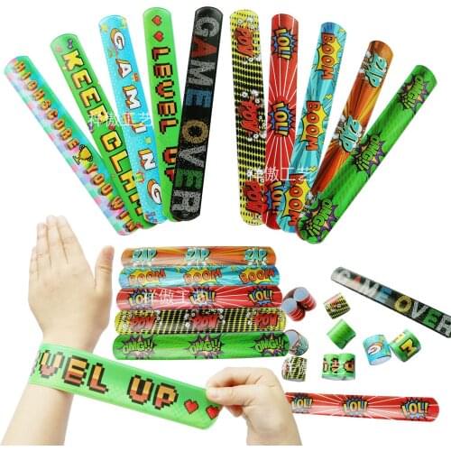 Game Printing Slap Bracelets Boom Explosion Symbol Game Theme Parti LOL Kids Boy Birthday Party Gifts Childrens Day Favor