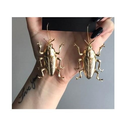 Big Beetle Earrings Jeweled Bug Nature Study Victorian Insect Entomologist Unique Whimsical Statement Jewelry