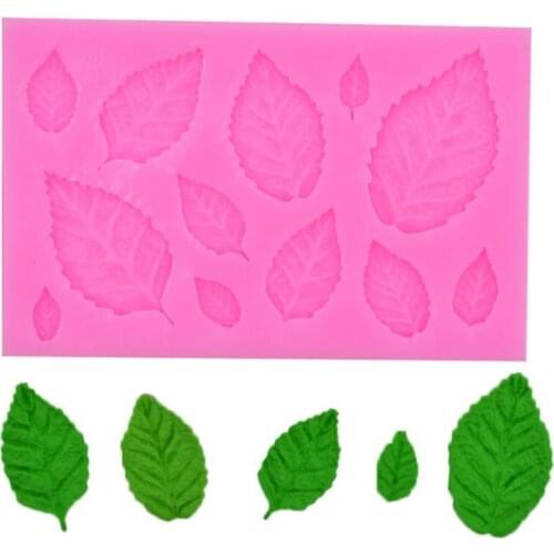 Rose Leaf Silicone Mold Leaves Cupcake Topper Fondant Molds DIY Cake Decorating Tools Candy Clay Chocolate Gumpaste Mould