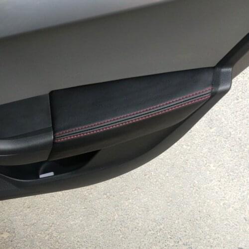 Car Styling Microfiber Leather Interior Door Armrest Panel Cover Sticker Trim For Skoda Octavia 2015 2016 2017