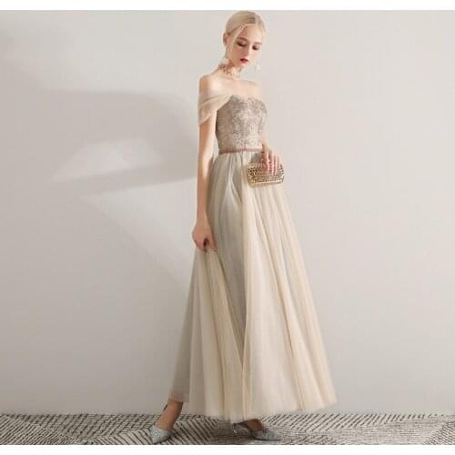 Champagne Gray Spaghetti Strap Evening Dress Women Bling Sequins Prom Gown Sexy Maxi Sleeveless Cheongsam Robe de Soiree