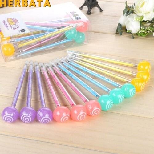 1 pc/lot Kawaii Candy head gel pens for writing Creative 0.5mm Luminous black ink pen for kids canetas material school