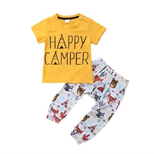 Animals Toddler Kids Baby Boy Tops T Shirt+ Long Pants 2PCS Outfits Set Clothing Size 0-24M