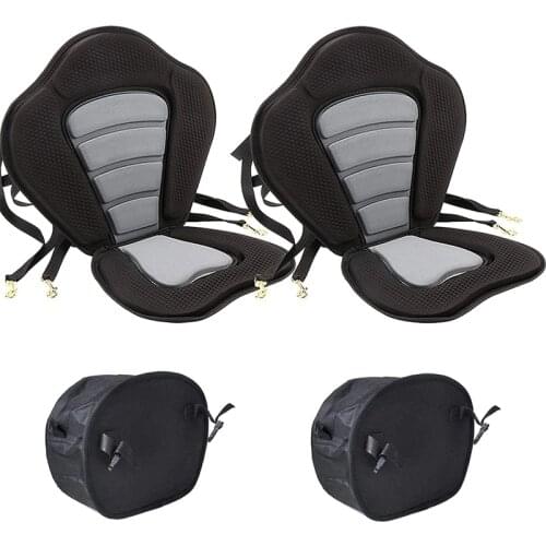 2 Pack Marine Kayak Seat Padded Deluxe Canoe Seat Comfortable Backrest Support with Detachable Back Storage Bag