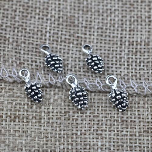 High quality 25 PCS/Lot 14mm*7mm antique silver plated pine cone charm diy jewelry making charms