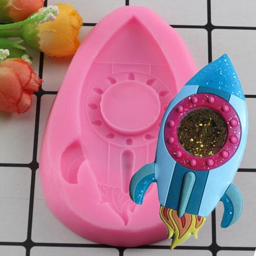 3D Baby Rocket Shape Silicone Mold Space Ship Birthday Party Fondant Cake Decorating Tools Candy Chocolate Cookie Baking Mould