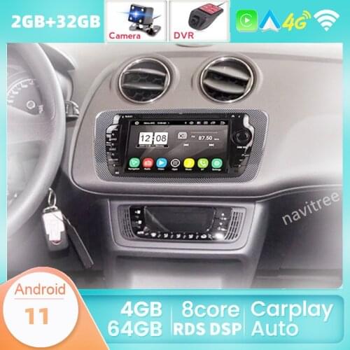 4GB+64GB Car Multimedia Player Auto Radio GPS DVD Navigation For Seat Ibiza 2009/2010/2011/2012/2013 BT DSP 8 CORE Split Screen