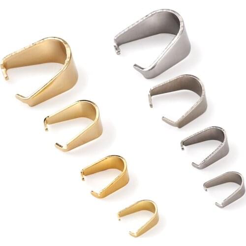 400pcs 4 Sizes 304 Stainless Steel Snap on Bails Connectors for Pendant Hooks Clasps Pinch Clips Fit Neckalce DIY Jewelry Making