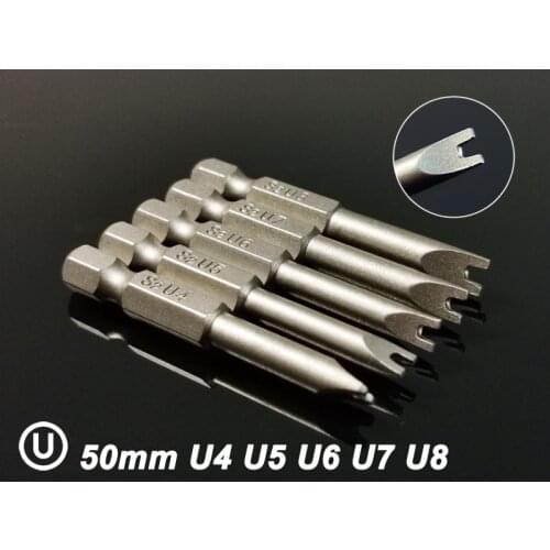5Pcs Set 50mm U-Shaped Screwdriver Drill Bits Magnetic 1/4" Hex Shank Screw Driver Bits Power Hand Tools Kit