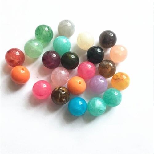 Choose size (6 ~ 20 mm) mix color Acrylic marble effect beads for chunky Jewelry necklace