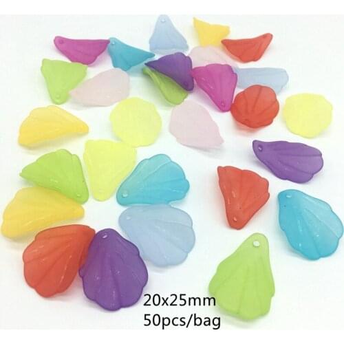 Meideheng Acrylic Flower Beads Petal Translucent Dull Polish Beads Fit Jewelry Handmade DIY Craft Accessories 20*25mm 50PCS/bag