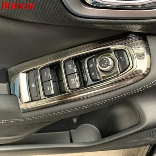 Bbincar For Subaru Forester SK 2018 2019 Interior Accessories Door Armrest Window Switch Button Cover Trim Sticker ABS Chrome
