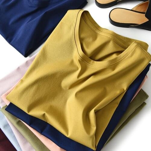 Bella Philosophy premium 80 double-sided mercerized cotton short-sleeved T-shirt female base cotton Tee women summer top