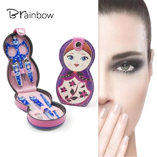 Brainbow 6pc/Set Russian Dolly Nail Manicure Set Stainless Steel Professional Nail Accessories Kit Eyes Make Up Beauty Essential