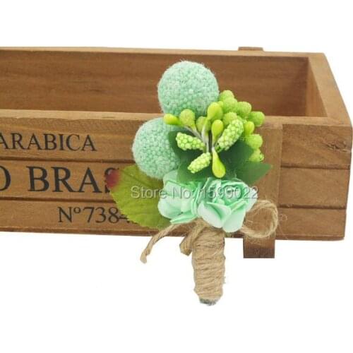 Rustic Chic Groom Flower Buttonholes for Weddings Man Suit Accessories Brooch Mint Green Woodland Party Decorations Return Gifts