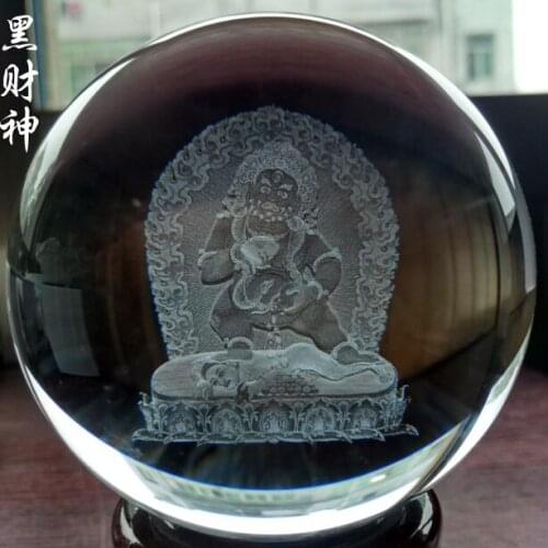 2020 Southeast Asia Buddhism efficacious Recruit money God of wealth black Jambhala FENG SHUI Talisman 3D Crystal ball statue