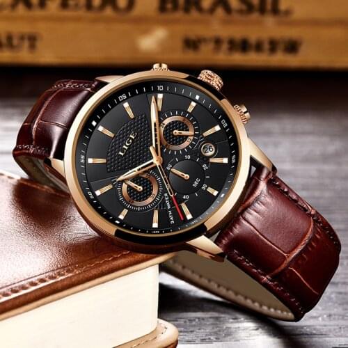 LIGE New Men Military Watches Creative Turbine Rotation Dial Watch Sport Waterproof Quartz Watches Mens Clock Relogio Masculino