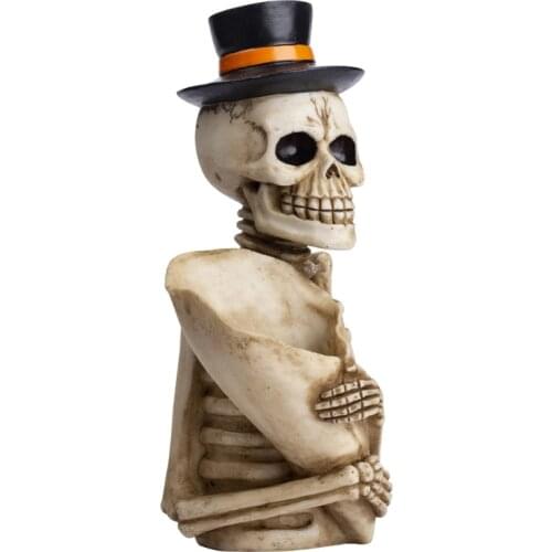 C5AD Skull Pen Holder Makeup Brush Key Holder Resin Skeleton Desk Stationery Organizer Accessories for Home Office School