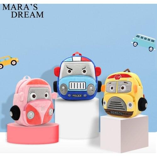 Maras Dream 3-6 Years Lovely Cartoon Car Kids Plush Backpack School Bag Childrens Gifts Kindergarten Boy Girl Student Baby Bag