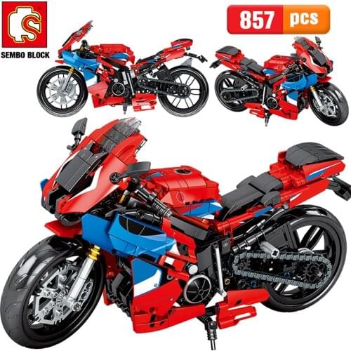City Motorcycle MOC Vehicle Model Building Blocks Creator High-tech Racing Car Mechanical Educational Bricks Toys For Children