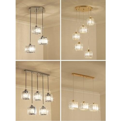 Restaurant Crystal Pendant Lights Hanging Lamp for Living Room Stairs Long and Round Modern Pendant Light Kitchen Hanging Lamps