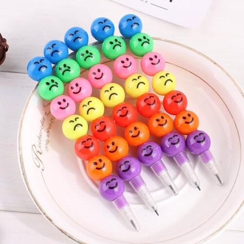 Toys Pencils 7 Colors Stacker Swap Smile Face Children Pencils for School Stationery