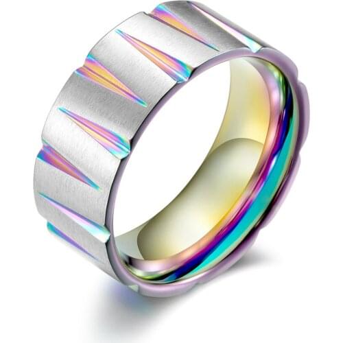 Jaymaxi Titanium Steel Men Rings Rainbow Color New Party Jewelry High Quality Simple Disgn Gift for Boy
