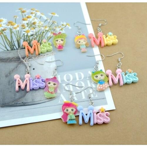 Kawaii Miss Princess Earrings Costume Trendy Style Woman Girl Jewelry Drop Shipping