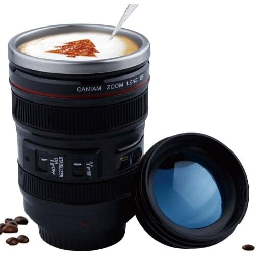 Creative 400ml Stainless steel liner Camera Lens Mugs Coffee Tea Cup Mugs With Lid Novelty Gifts Thermocup Thermo mug