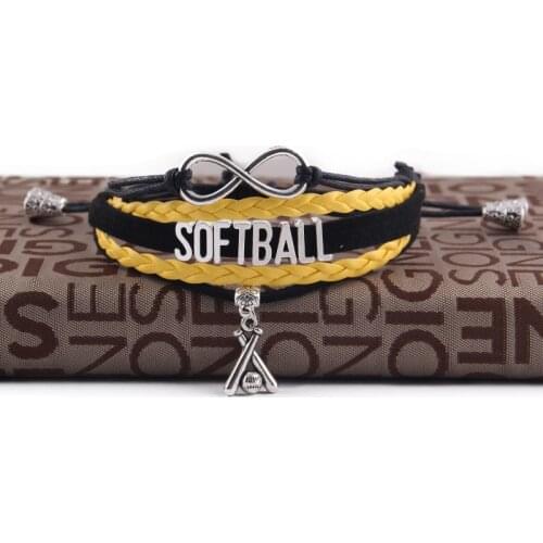 Little MingLou Infinity softball bracelet softball bat charm adjustable Strap tassel men bracelets & bangles for men jewelry